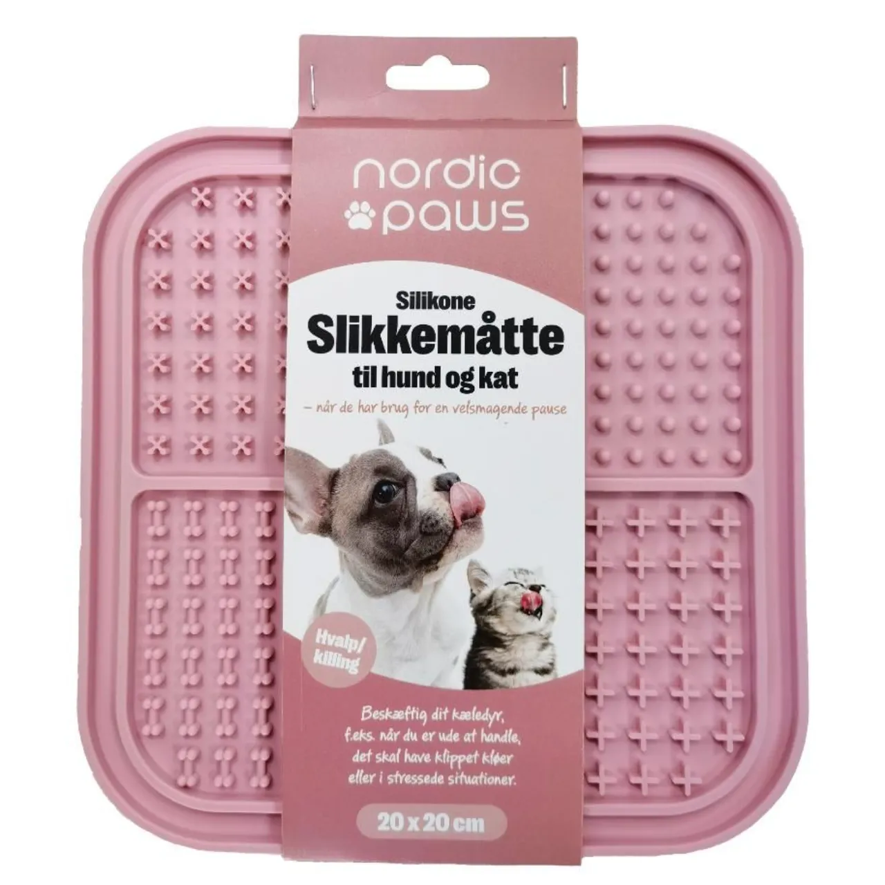 Nordic Paws slikkemåtte til hvalp - lyserød silikone med sugekopper